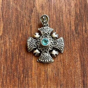 SOLD Vintage Jerusalem 900 Sterling Silver Crusader’s Cross Pendant